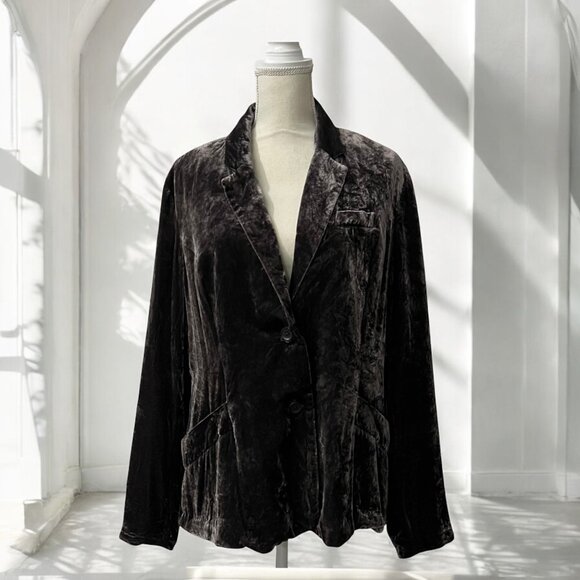 Sundance Gray Velvet‎ Sofia Boyfriend Blazer Jacket  Size 16 - Picture 1 of 8